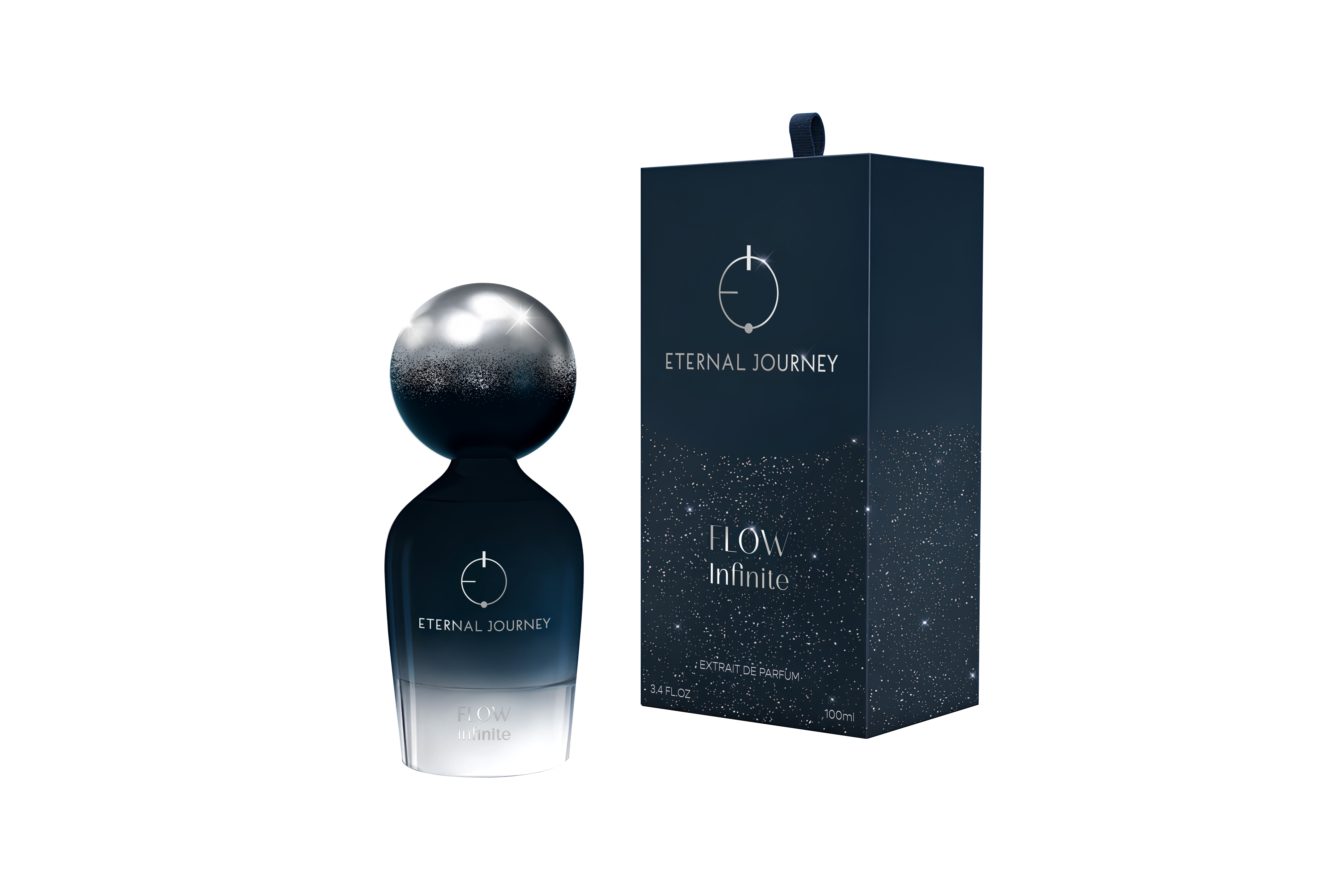 FLOW Infinite 100 ml bottle with its presentation box