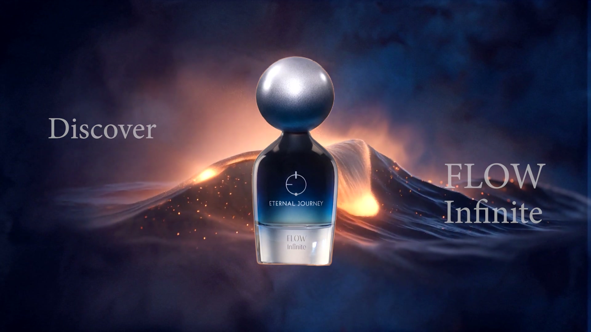 FLOW Infinite film still: silver-capped bottle held in deep ocean light